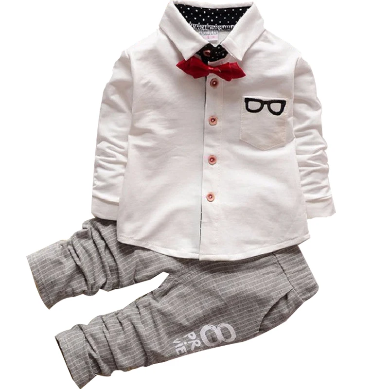 Toddler Boys Gentleman Clothes Set Kids Top T Shirt Blouse Stripe Pants Children Clothing Set Infant Birthday Christmas Costumes