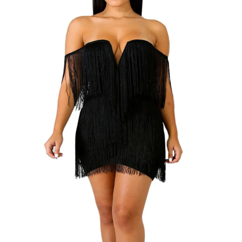 2025 Summer new women sleeveless strapless bandage dress sexy bodycon tassel evening party black white dresses vestido