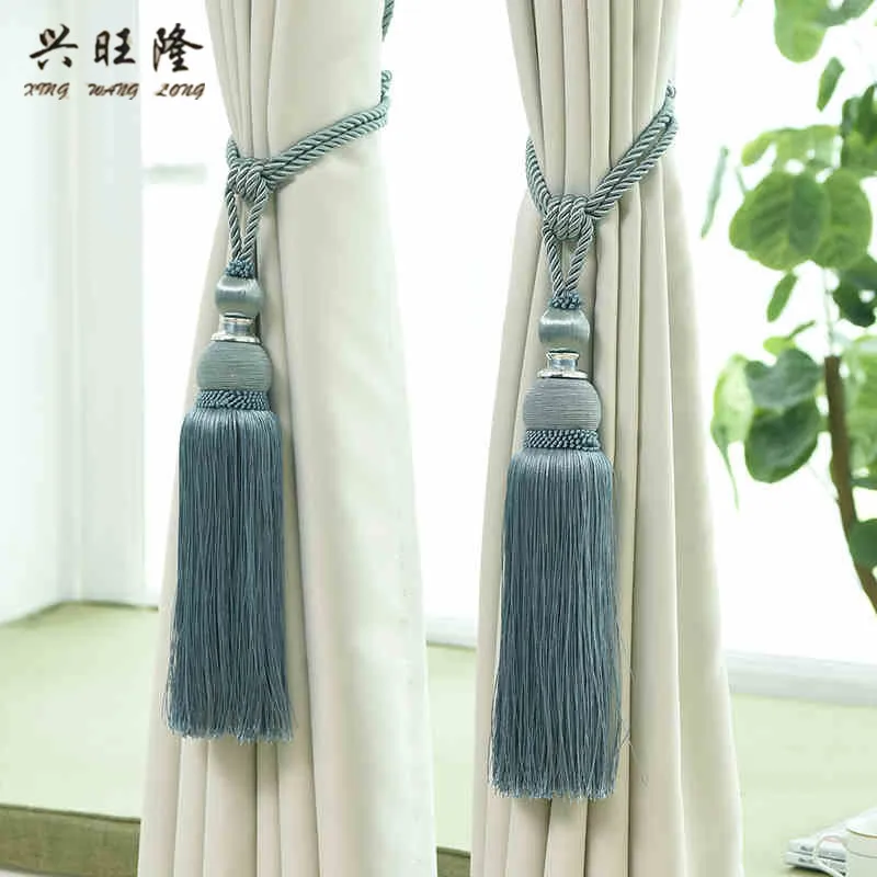 XWL 2Pcs/Pair Curtain Tassel Brush Fringe Tiebacks Hanging Belt Ball Ropes Hook Hanger Curtain Accessories Tie Back Strap Buckle