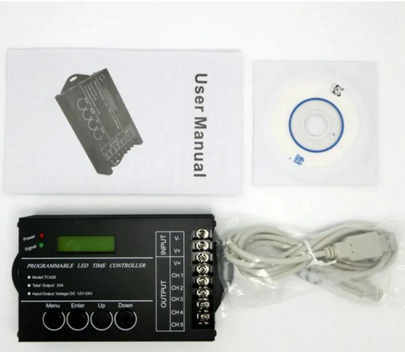 RGB LED Controller Time programable TC420 DC12V/24V 5Channel Total Output 20A Common Anode Programmable