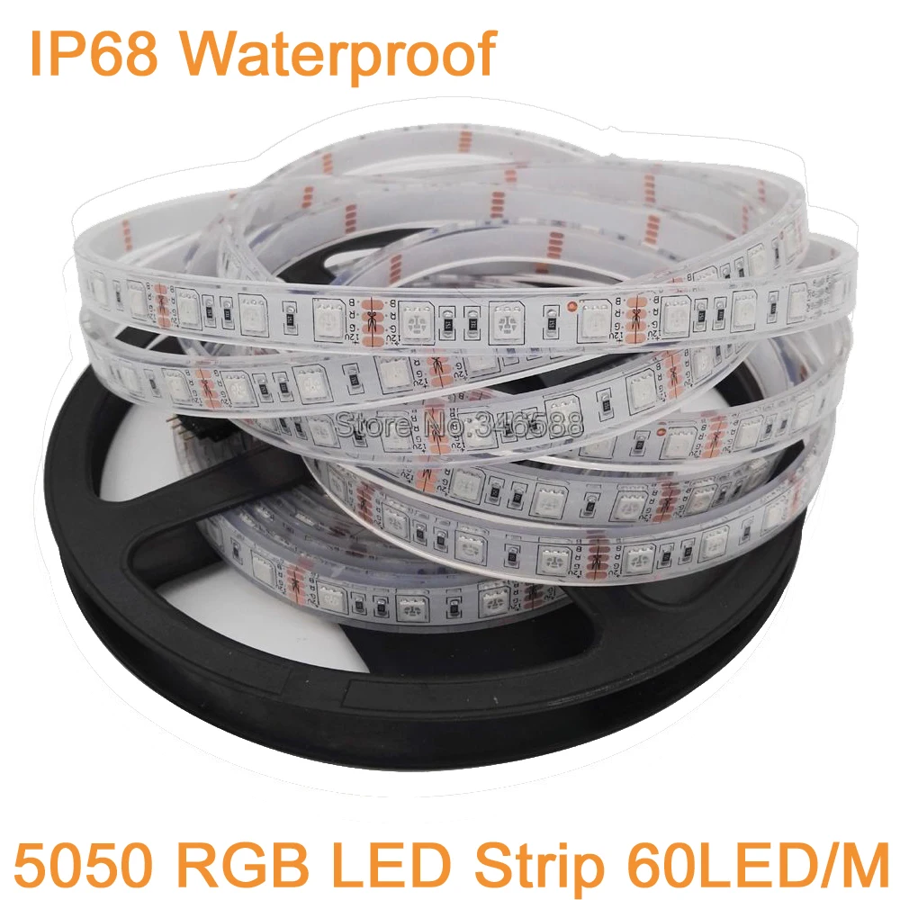 

5m 12V DC IP67 IP68 Waterproof SMD 5050 LED Strip High Quality Underwater & Outdoor LED Strip Light 300LEDs 60LEDs/M RGB White