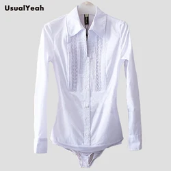 New  Fashion Women Casual Body Shirts Blouses Long sleeve V-neck Pleated office blusas femininas white S M L XL SY0257