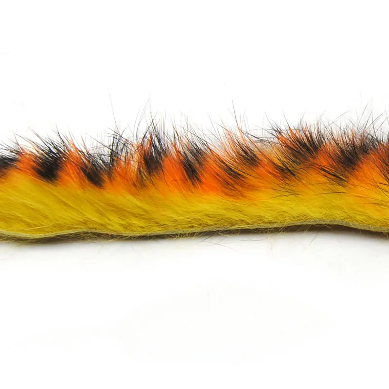 6PCS Fly Tying Material Orange Blue Tiger Barred Vertical Cut Rabbit Zonker Strips Crayfish Streamer Wooly Bugger Tying Material