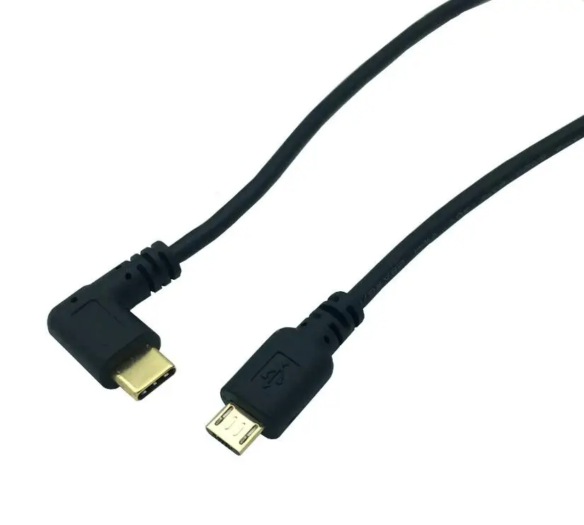 90 Degree Right Angled Type C To Micro USB B OTG Cable For DAC Portable Digital Audio Amplifier 30cm 1ft