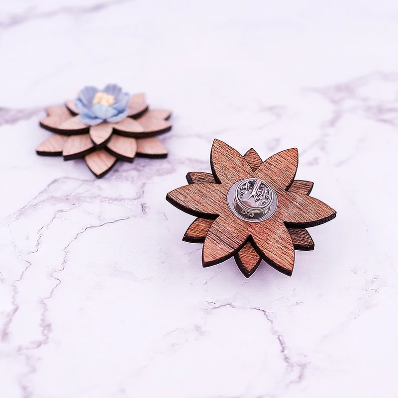 Mens Wood Lapel flower Brooch pin Handmade Lapel pin For Men Wedding Party Suit Decoration Boutonniere Corsage