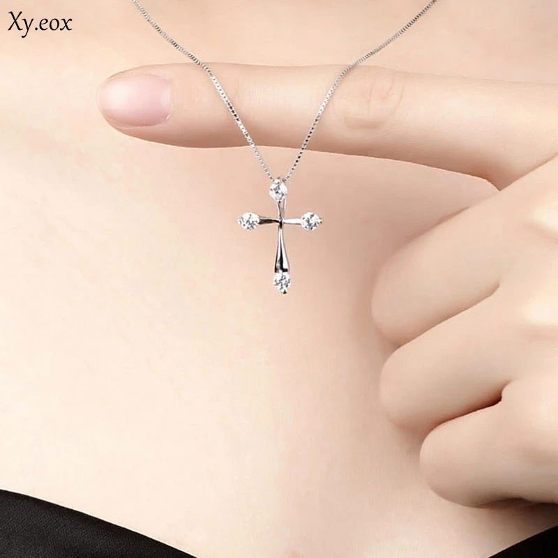 Fashion Womens Elegant Cross Crystal Pendant Charm Necklace Jewelry Gifts