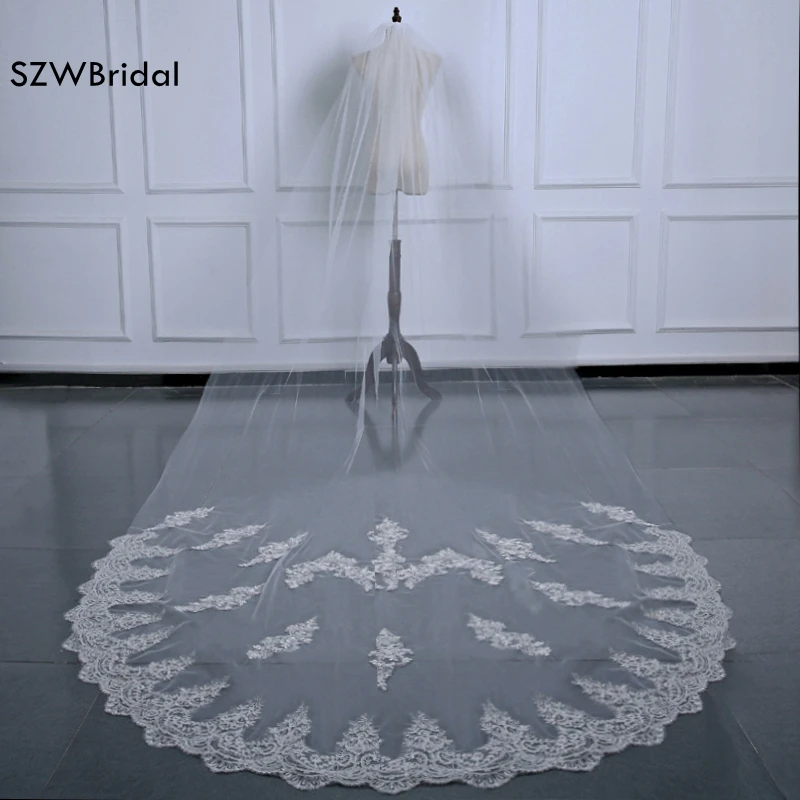 Mode brautschleie Eine Schicht Spitze Hochzeit schleier mit kamm 2021 Braut Schleier Velo de novia Hochzeit zubehör velos de novia