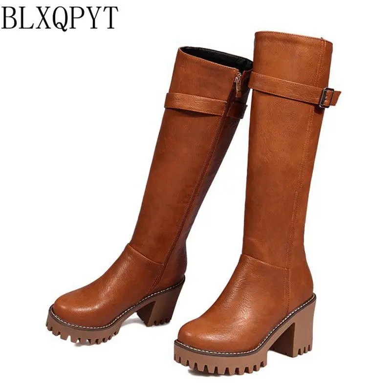 BLXQPYT Plus saldi donna scarpe invernali stivali alti al ginocchio più grandi dimensioni punta tonda scarpe di alta qualità donna autunno inverno