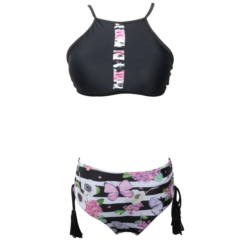 Mother Daughter Đồ Bơi với Băng Tua Mẹ Và Con Gái Bikinis Gia Đình Phù Hợp Với Floral Printed Mẹ và Cô Gái Đồ Tắm