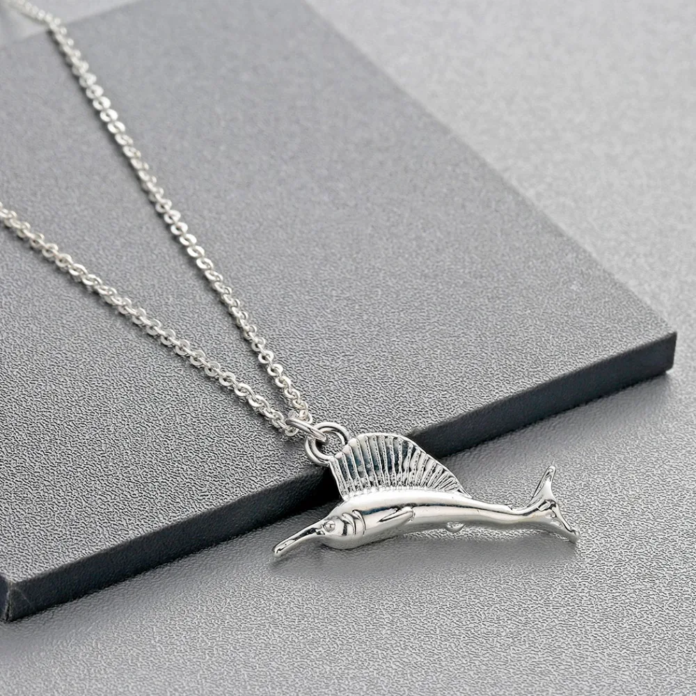 Chandler Wild Marlin Pendant Necklace Fish Women Trophy Collares Sea Surfing Ocean Summer Harajuku Jewelry erkek kolye Wholesale