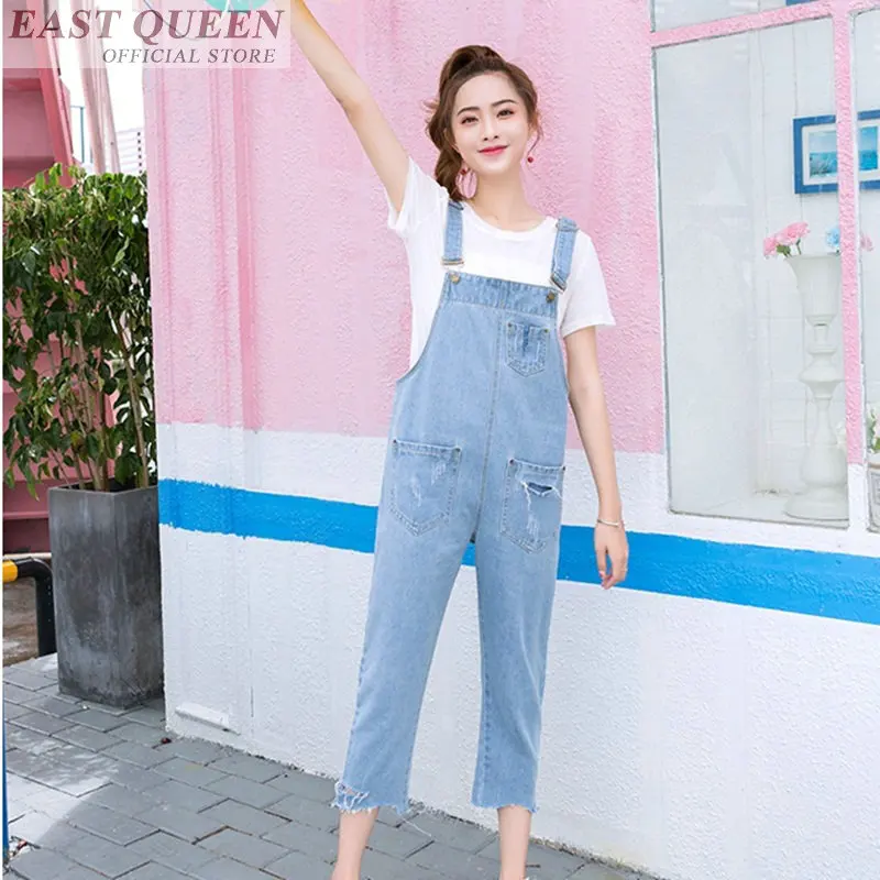 ผู้หญิง jumpsuits 2018 denim กางเกงยีนส์ overalls สำหรับผู้หญิง elegant ข้อเท้าความยาวกางเกงสำนักงานกระเป๋า jumpsuit rompers DD567 L