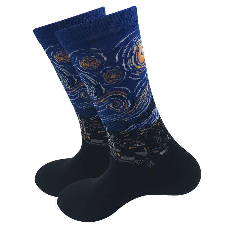 Calcetines de algodón peinado con estampado multicolor para hombre y mujer, medias de vestir de alta calidad con diseño colorido, ideal para regalo de boda, 1 par