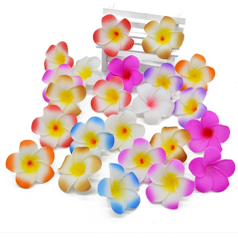 30Pcs 5-9cm Frangipani Egg Flower Heads PE Foam Plumeria Flowers DIY Artificial Wreath Hawaiian Wedding Birthdya Party Decor