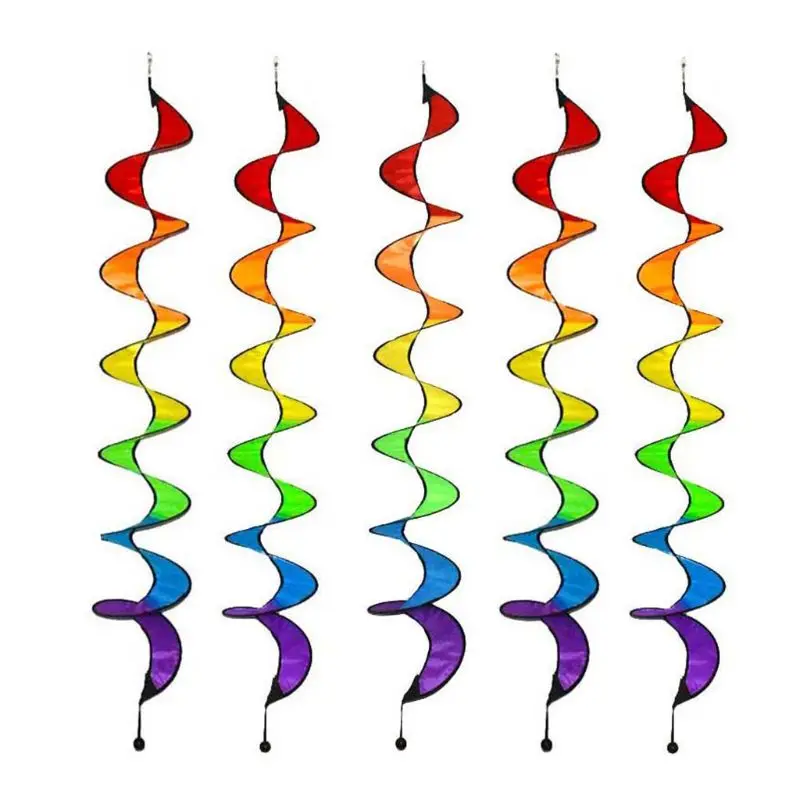 Outdoor Hanging Rainbow Rotating Vertical Colorful Windmill Kindergarten Decorative String Pinwheel Festival Layout Supplies
