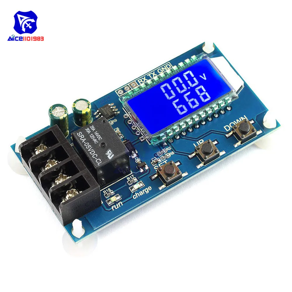 Lithium Battery Charge Controller Protection Board Auto Charging/Cycle Charge/Limited Time Charge Switch Relay LCD Display 6-60V