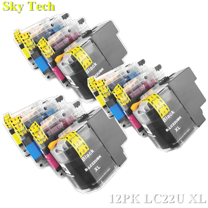 12X Compatible Ink Cartridge For LC22U , For Brother DCP-J785DW  MFC-J985DW Printer . XL volume