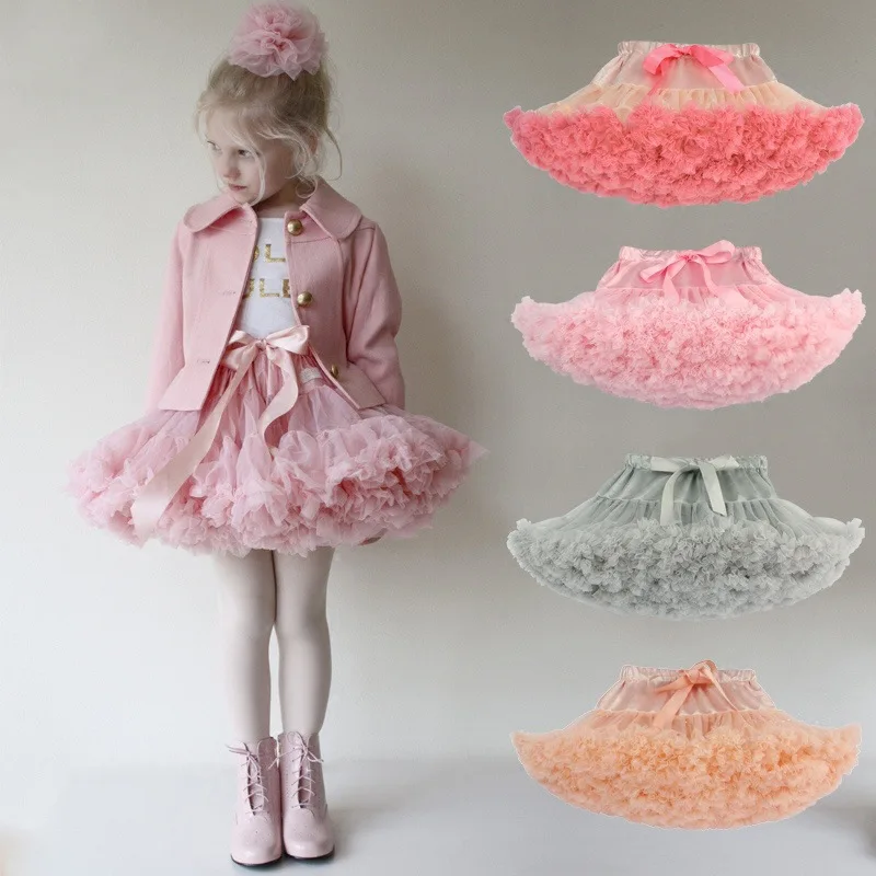 Cute Fluffy Girls Mini Cake Skirt Baby Tutu Ball Gown Skirts Festival Skirt Children Multi Layers Bow Skirts Princess Dance Wear