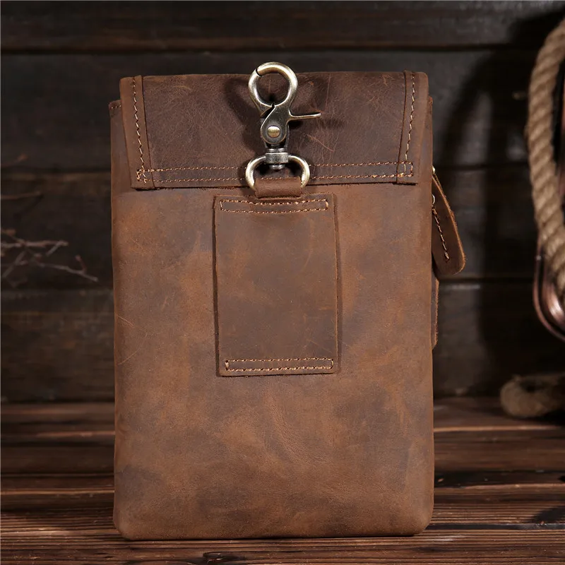 Fanny Waist Bag Men Genuine Leather Belt Bum Leg Hip Packs for Men Mini Multi Phone Box Wallet and Purse Outdoor Coin Card Pouch