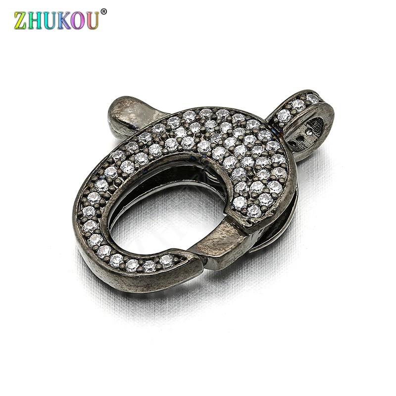 Fermoirs à homard en laiton et zircone cubique, 17x22mm, crochets pour accessoires de bijoux à bricoler soi-même, couleur mixte, trou: 3mm, modèle: VK49