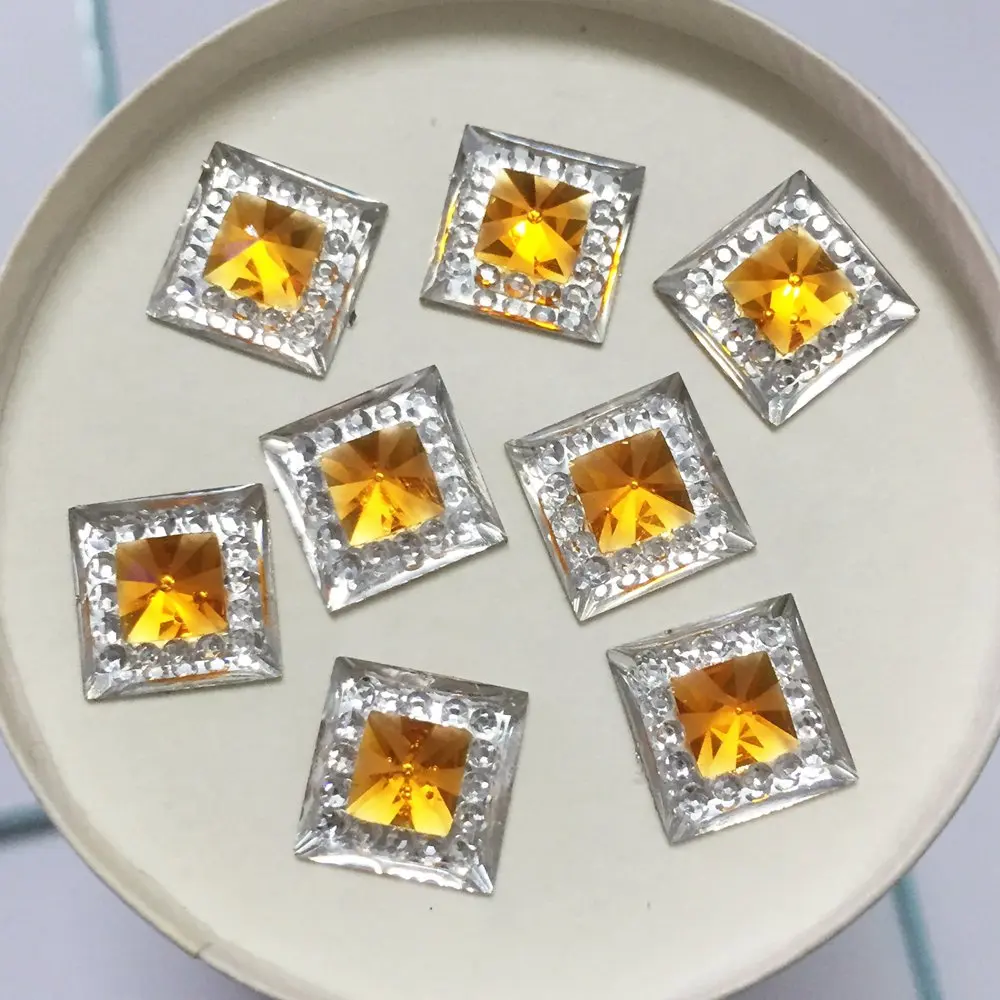 DIY 수지 사각형 모양 플랫백 라인석 웨딩 장식 공예, 80 피스 10mm ID53 * 2