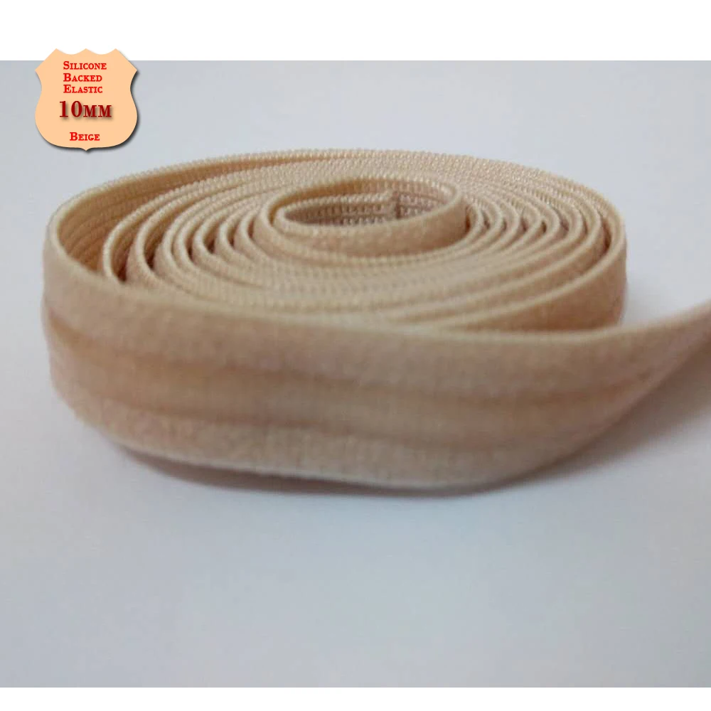 3/8 inch beige Silicone Backed Gripper Elastic crafting & sewing webbing for bra lingerie gowns prom dress girdle