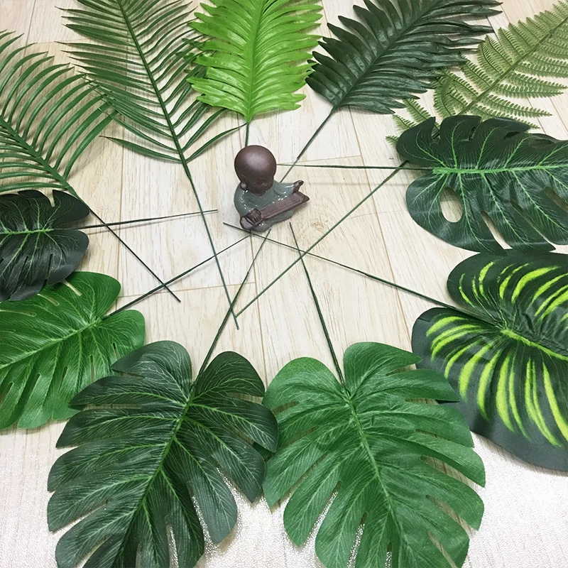 1pcs Artificial Leaf Tropical Palm Leave Simulation Leaf for Wedding Hawaiian Luau Theme Party Decoration Home garden decoration