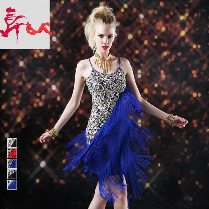 New Fashion Latin Ballroom Dance Dress Leotard Woman Sequins Fringe Dance Latin Dance Dresses Evening Dress Costume Dress