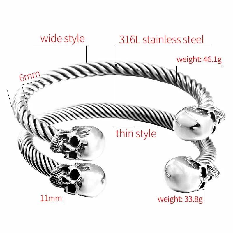 BEIER New Cool Punk Skull Bracelet For Man 316 Stainless Steel love Bangle Man\'s High Quality Jewelry BRG-012