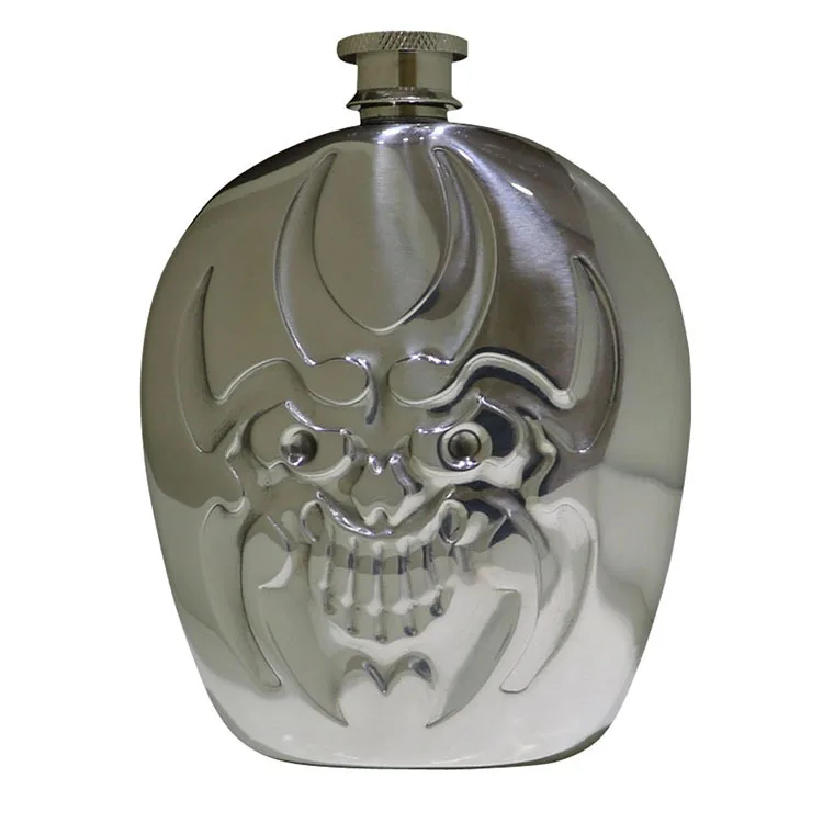 Mini 6 ounce Hip Flask Evil 304 Stainless steel Alcohol Funnel Whisky Bottle Moscow Flagon Vodka Cups  Devil Gift Box Set