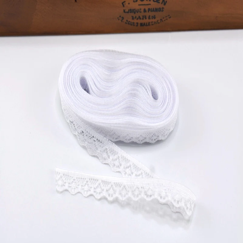 10Yard lace trimming ribbon 14mm width african lace fabric white cotton lace for DIY sewing embroidery home clothing accessories