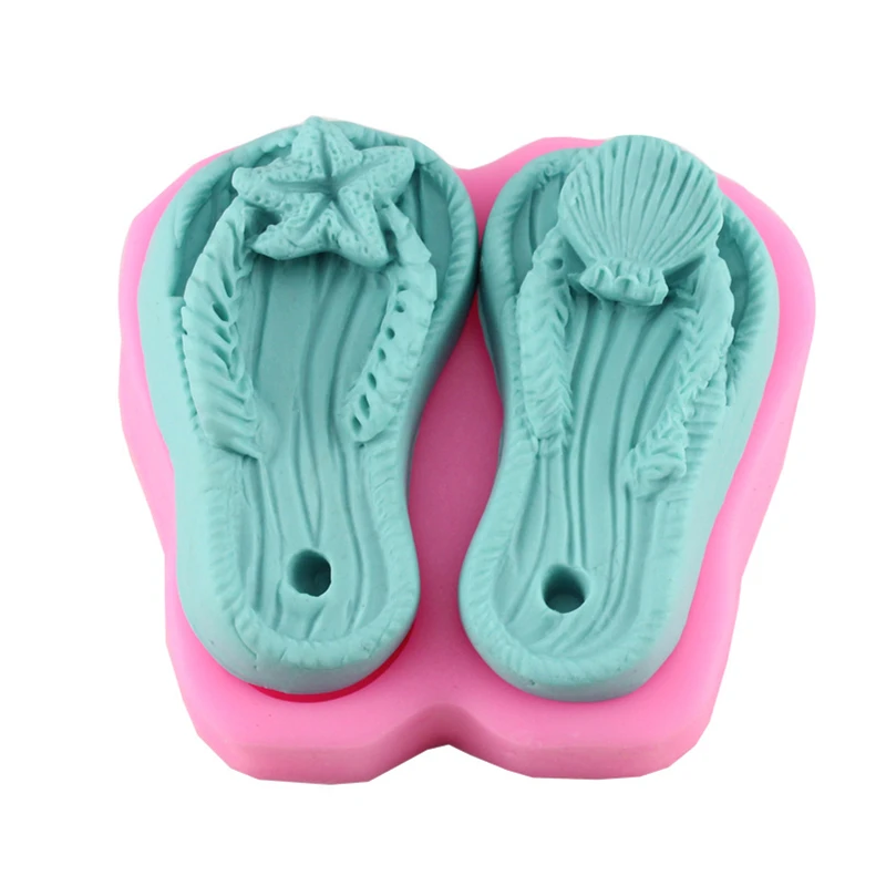 3D Silicone Mould Flip Flop Fondant Chocolate Mold For Cake Decorating Tool Shoes Sandals Handmade Soap Mold H044