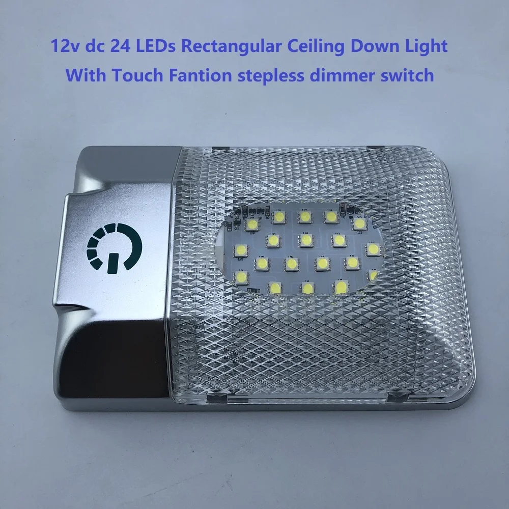 

3.6W Rectangular Ceiling Light with Touch Tepless Dimmer Switch 11v-18v DC 6000-6500k Boat/Marine Roof Lamp Surface Mount RVs