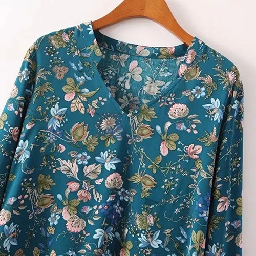 Women Chiffon Blouse 2022 Spring Long Sleeve V-neck Floral Print Shirt Chiffon Tops Irregular Pullover Women Tops blusas Блузки