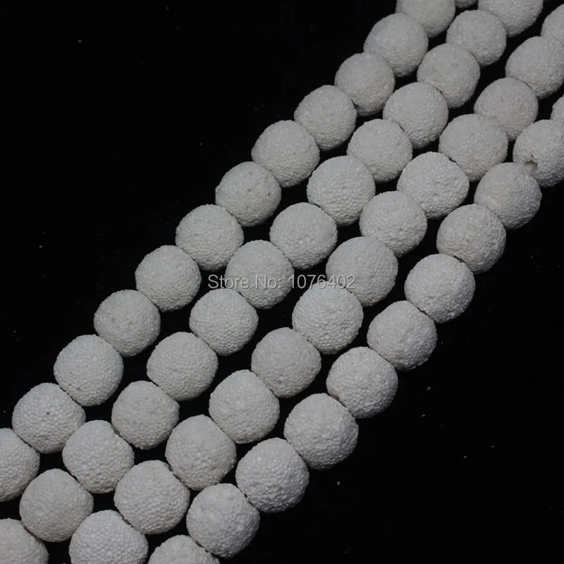 

Mini. order is $7!12mm White Volcanic Lava Stone Round Loose Beads 15"