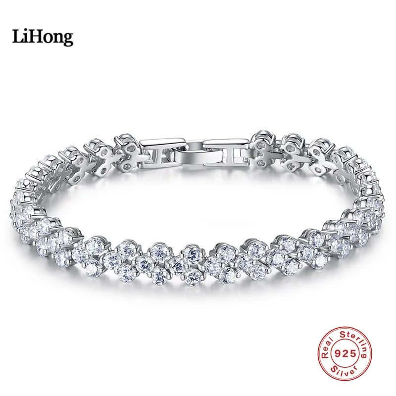 

Trendy Female Bracelets AAAAA Zircon Cz 925 Sterling Silver Crystal Engagement wedding Bracelets for women Jewelry