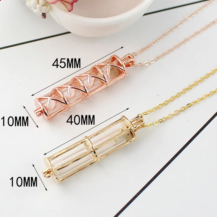 1PC 45X10/40X10MM Cylinder Locket with Fillable Glass Orb Memory Locket Necklace Cremation Jewelry Fillable Lockets Necklace