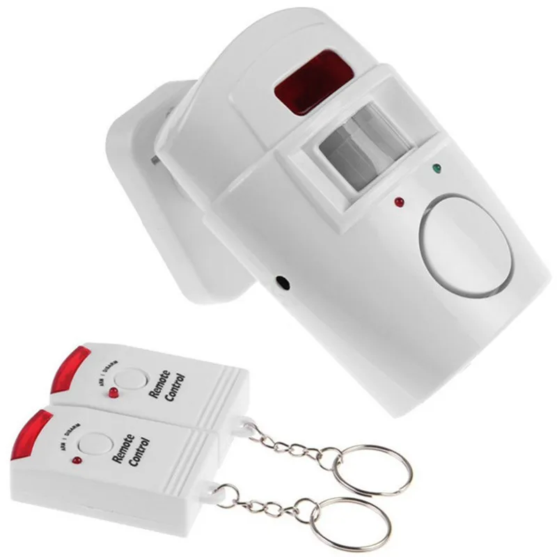 Mini alarma con control remoto inalámbrico, Detector de Sensor de movimiento infrarrojo IR y Sirena fuerte de 105dB para seguridad del hogar,