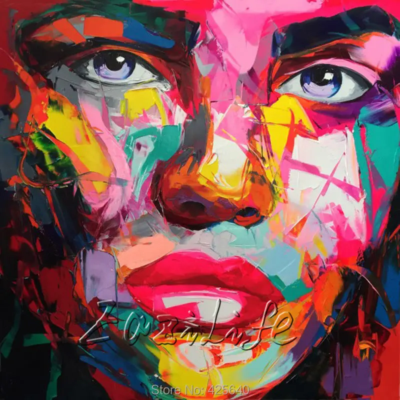 

Palette knife painting portrait Palette knife Face Oil painting Impasto figure on canvas Hand ainted Francoise Nielly 16-22