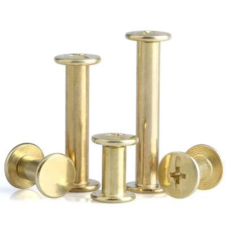 20pcs M5 Copper plated screw Child nail book Docking pair lock Mother rivet Album recipe screws 6mm-45mm Length