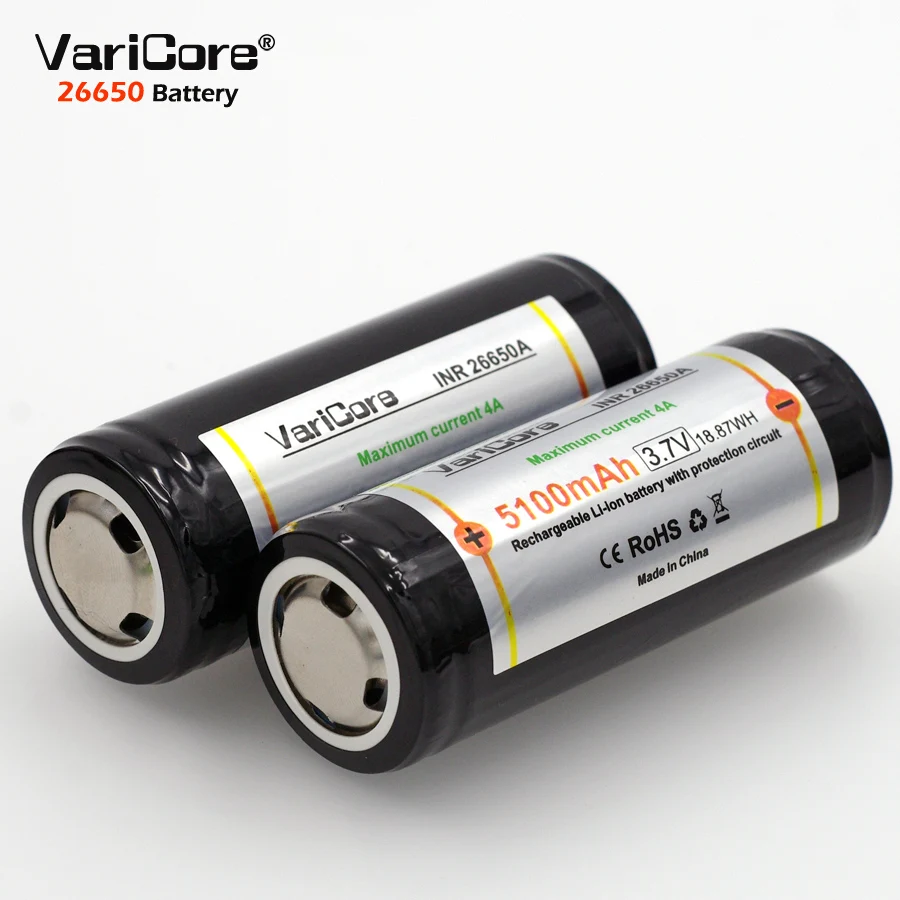 1 sztuk VariCore Protection 26650 5100mAh 3.7V li-lon akumulator z PCB 4A 3.6V akumulatory do latarki