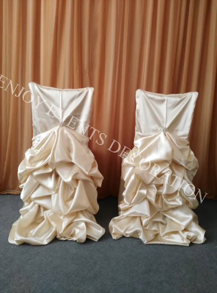 2pcs YHC#157 fancy ruffled satin chiavari chair back cover