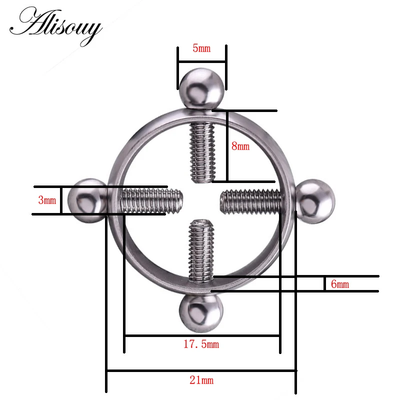 Alisouy 1PC 316L Surgical Stainless Steel Round Non-Piercing Nipple Ring Shield Nickel-free Fake Body Piercing Jewelry