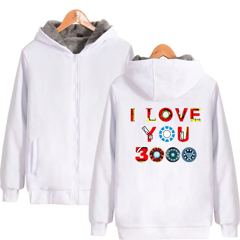 I Love You 3000 Times Winter Fashion Zipper Men Women Hoodies Jackets Long Sleeve Thicker Pocket Zip Up Hoodie Sweatshirts Tops