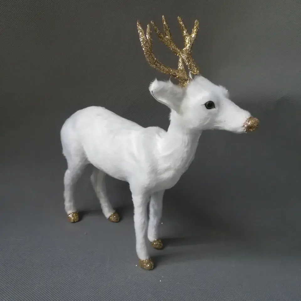 large 24x25cm white reindeer model polyethylene&furs christmas deer model home decoration props ,model gift d0125