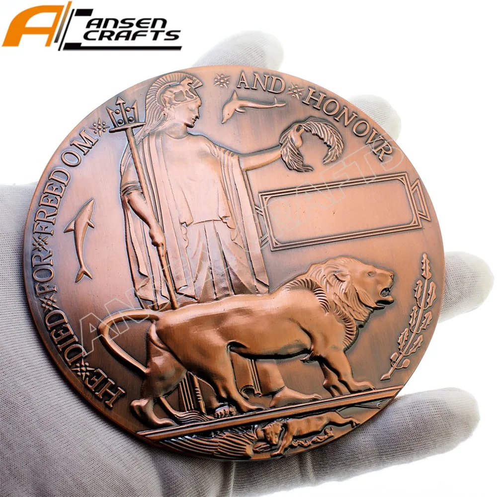 WW1 Memorial Death Plaque Dead Man\'s Penny Death Penny Widow\'s Penny British Military Medallion Medal