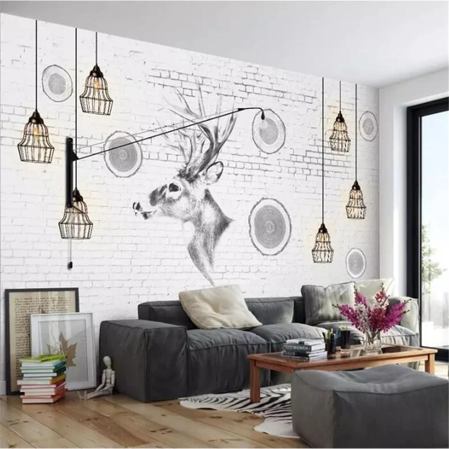 

wellyu Custom Photo Wallpaper 3D Nordic Hand Painted Elk Art TV Background Wall Decorative Painting 3d wallpaper papel de parede