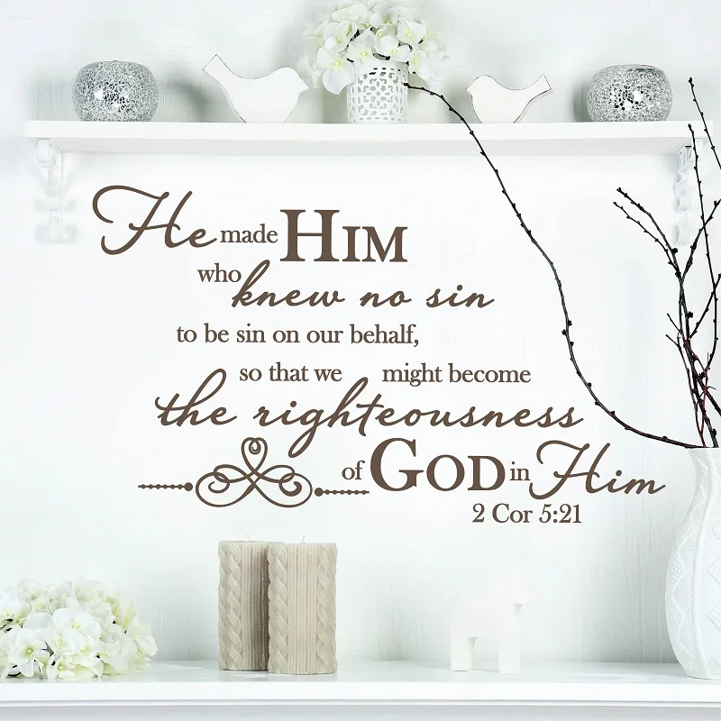 2 Corinthians 5:21 Bible verses Spanish vinyl wall stickers Christian living room bedroom decorative wall stickers 2SJ39