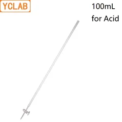 YCLAB 100mL Burette with Stopcock for Acid Class A Transparent Glass Laboratory Chemistry Equipment