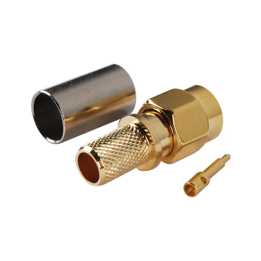 Eightwood SMA Plug Male RF Coaxial Connector Adapter For LMR 240 RF Coaxial Cable Gold Plating