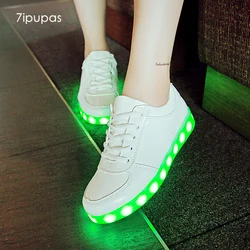 7ipupas koszyk kolorowe świecące trampki Unisex dzieci buty led Homme Femme Lumineuse Schoenen świeci się Chaussures świecące buty